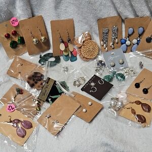 Fashions Silver and Gold Tone Earrings over 20 Sets With Organza Gift Bags